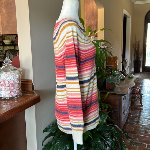 L.L. Bean Textured Cotton Sweater, Long-Sleeve Stripe szM - Picture 6 of 15